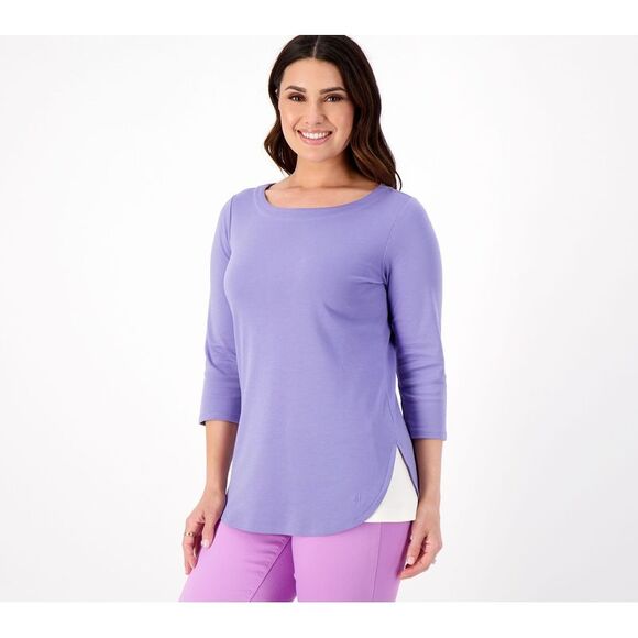 Isaac Mizrahi Live! Women's Top Sz 2XS (XXS) Regular Berry Chevron A609763 - Picture 3 of 4